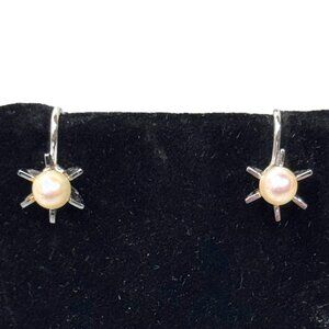 Vintage marked Carl-Art CA arrow 12k gold filled faux pearl pansy screw back ear